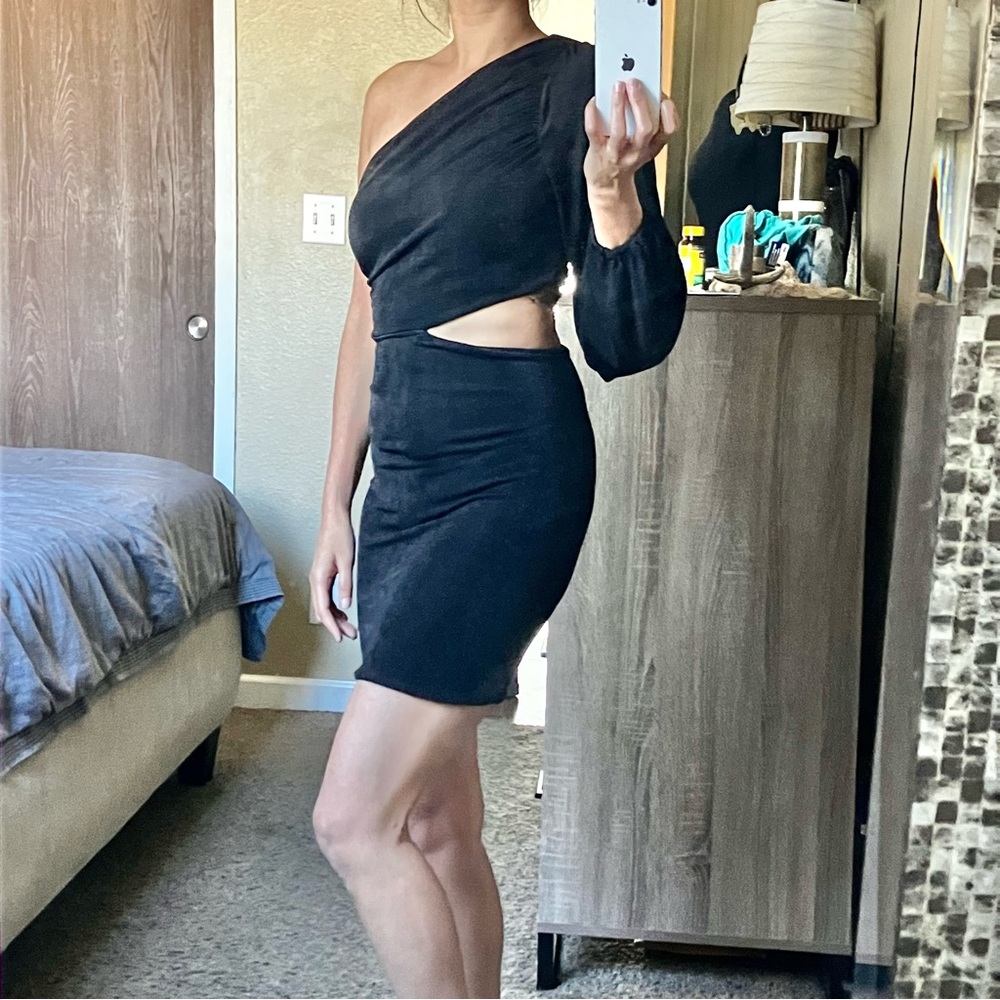 Asymmetrical little black dress